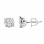 LADIES EARRINGS 1/4 CT ROUND DIAMOND 14K WHITE GOLD