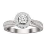 LADIES RING 1/5 CT ROUND DIAMOND 10K WHITE GOLD