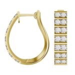 LADIES HOOPS 1 1/2 CT ROUND DIAMOND 10K YELLOW GOLD
