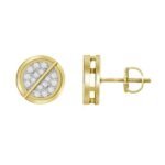 MEN'S EARRINGS 3/4 CT ROUND DIAMOND 10K YELLOW GOLD