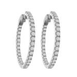 LADIES HOOPS 3 CT ROUND DIAMOND 10K WHITE GOLD