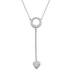 LADIES NECKLACE 1/6 CT ROUND DIAMOND 10K WHITE GOLD