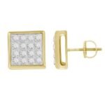 MEN'S EARRINGS 1/10 CT ROUND DIAMOND 10K YELLOW GOLD