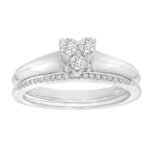 LADIES BRIDAL RING SET 1/3 CT ROUND DIAMOND 10K WHITE GOLD