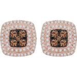 LADIES EARRINGS 3/4 CT WHITE/CHOCOLATE ROUND DIAMOND 10K ROSE GOLD