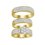 LADIES TRIO SET 2 CT ROUND DIAMOND 10K YELLOW GOLD
