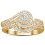 LADIES BRIDAL RING SET 1/3 CT ROUND DIAMOND 10K YELLOW GOLD