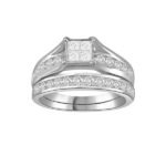 LADIES BRIDAL RING SET 1/2 CT ROUND/PRINCESS DIAMOND 10K WHITE GOLD