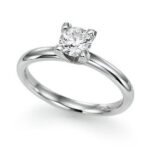 LADIES SOLITAIRE RING 1/4 CT ROUND DIAMOND 14K WHITE GOLD