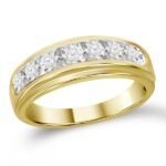 MEN'S BAND 1 CT ROUND DIAMOND 10K YELLOW GOLD