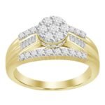 LADIES RING 1 CT ROUND/BAGUETTE DIAMOND 10K YELLOW GOLD