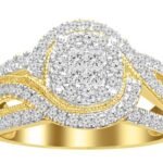 LADIES RING 1 CT ROUND/PRINCESS DIAMOND 14K YELLOW GOLD