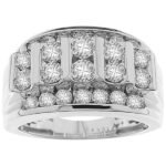 MEN'S RING 1 CT ROUND DIAMOND 10K WHITE GOLD