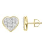 MEN'S EARRINGS 1/10 CT ROUND DIAMOND 10K YELLOW GOLD