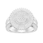 LADIES RING 1 CT ROUND/BAGUETTE DIAMOND 10K WHITE GOLD