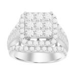 LADIES RING 3 CT ROUND/BAGUETTE DIAMOND 10K WHITE GOLD
