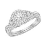 LADIES BRIDAL RING SET 3/4 CT ROUND/PRINCESS DIAMOND 14K WHITE GOLD
