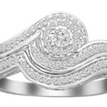 LADIES BRIDAL RING SET 1/3 CT ROUND DIAMOND 10K WHITE GOLD