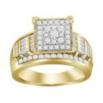 LADIES RING 1 CT ROUND/BAGUETTE DIAMOND 10K YELLOW GOLD