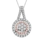 LADIES PENDANT 1/4 CT ROUND DIAMOND 10K TT WHITE & ROSE GOLD