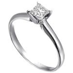 LADIES RING 1 CT PRINCESS DIAMOND 14K WHITE GOLD