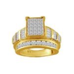 LADIES RING 2 CT ROUND/BAGUETTE/PRINCESS DIAMOND 10K YELLO GOLD