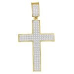 MEN'S CROSS 1/2 CT ROUND DIAMOND 10K YELLOW GOLD