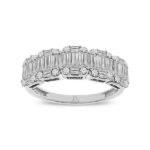 LADIES RING 1 CT ROUND/BAGUETTE DIAMOND 14K WHITE GOLD