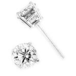 LADIES STUDS 1 CT ROUND DIAMOND 14K WHITE GOLD