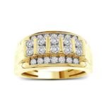 MEN'S RING 1 CT ROUND DIAMOND 10K YELLOW GOLD