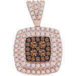 LADIES PENDANT 1/2 CT WHITE/CHOCOLATE ROUND DIAMOND 10K ROSE GOLD