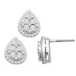 LADIES EARRINGS 1/2 CT ROUND DIAMOND 10K WHITE GOLD