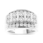 MEN'S RING 3 CT ROUND DIAMOND 10K WHITE GOLD