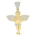 MEN'S CHARM 1/4 CT ROUND DIAMOND 10K YELLOW GOLD