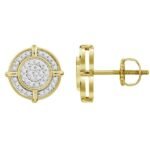 MEN'S EARRINGS 1/4 CT ROUND DIAMOND 10K YELLOW GOLD