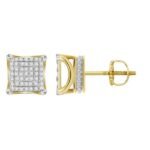MEN'S EARRINGS 1/3 CT ROUND DIAMOND 10K YELLOW GOLD