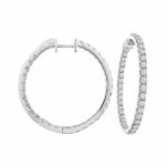 LADIES HOOPS 5 CT ROUND DIAMOND 10K WHITE GOLD