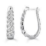 LADIES HOOPS 1 1/2 CT ROUND DIAMOND 10K WHITE GOLD
