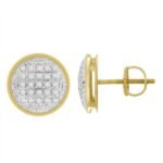 MEN'S EARRING 1/6 CT ROUND DIAMOND 10K YELLOW GOLD