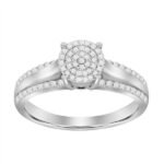 LADIES RING 1/5 CT ROUND DIAMOND 10K WHITE GOLD