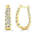 LADIES HOOPS 1 1/2 CT ROUND DIAMOND 10K YELLOW GOLD