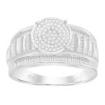 LADIES RING 3/4 CT ROUND/BAGUETTE DIAMOND SILVER