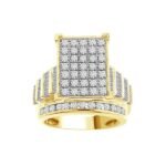 LADIES RING 2 CT ROUND/BAGUETTE DIAMOND 10K YELLOW GOLD
