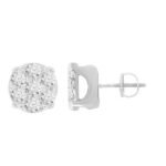 MEN'S EARRINGS 1/4 CT ROUND DIAMOND 10K WHITE GOLD