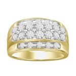 MEN'S RING 2 CT ROUND DIAMOND 10K YELLOW GOLD