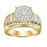 LADIES RING 1 CT ROUND/BAGUETTE DIAMOND 10K YELLOW GOLD