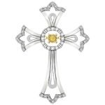 LADIES PENDANT 1/6 CT ROUND/CANARY DIAMOND 10K  TT WHITE & YELLOW GOLD