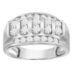 MEN'S BAND 1 1/2 CT ROUND DIAMOND 10K WHITE GOLD