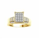 LADIES RING 1/2 CT ROUND/BAGUETTE DIAMOND 10K YELLOW GOLD