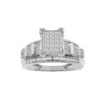 LADIES RING 1 CT ROUND/PRINCESS/BAGUETTE DIAMOND 10K WHITE GOLD